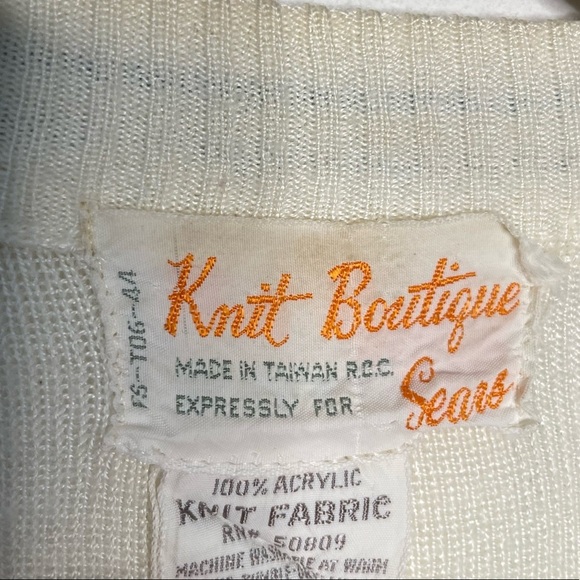 Knit Boutique For Sears | Vintage Blue Striped V-neck Button Down Cardigan - Picture 8 of 8